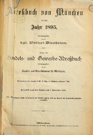 Adreßbuch für München. 1895