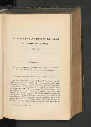 La politique de la France au XVIII siecle a l'egard des colonies
