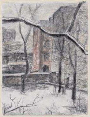 Blick aus dem Atelier (Kantstraße) im Winter
