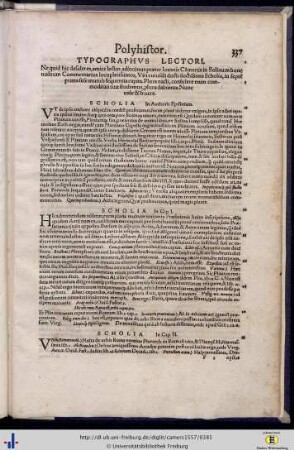 Polyhistor. Typographus Lectori.