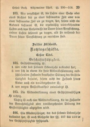 Erster Titel. Geschäftsfähigkeit