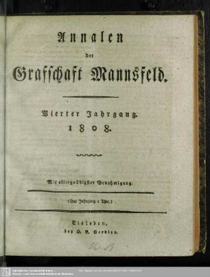 4.1808: Annalen der Graffschaft Mannsfeld