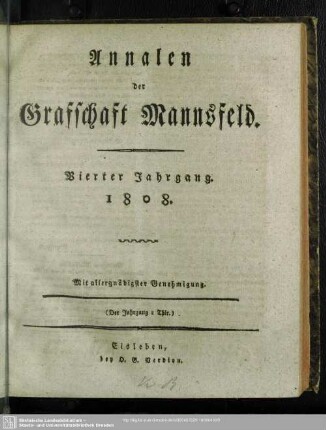 4.1808: Annalen der Graffschaft Mannsfeld