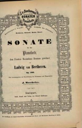 L. v. Beethoven's sämmtliche Sonaten für Pianoforte. 30, Op. 109