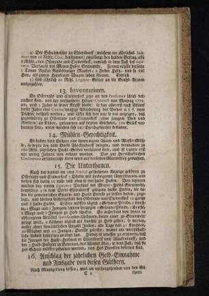 16. Anschlag der jährlichen Geld-Einnahme und Ausgabe von diesen Güthern.