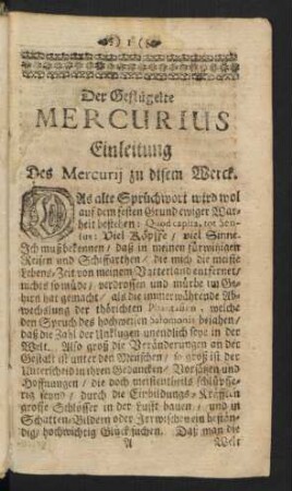Der Geflügelte Mercurius Einleitung Des Mercurij zu disem Werck.