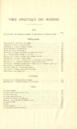 Table analytique des matiéres