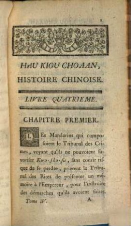 Hau Kiou Choaan, Histoire Chinoise, 4