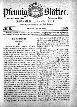 No. 11, Sonnabend, den 14. März