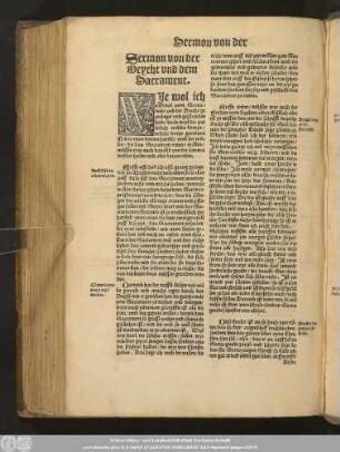 Sermon von der Beycht und dem Sacrament.