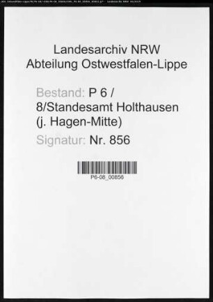 Sterberegister Standesamt Hagen-Holthausen