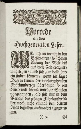 Vorrede an den Hochgeneigten Leser