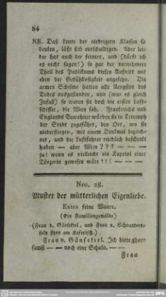 Nro. 28. Muster der mütterlichen Eigenliebe. Extra feine Waare