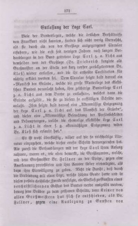 Entlassung der Loge Carl.
