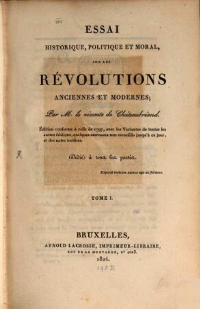 Essai historique, politique et moral, sur les révolutions anciennes et modernes, 1