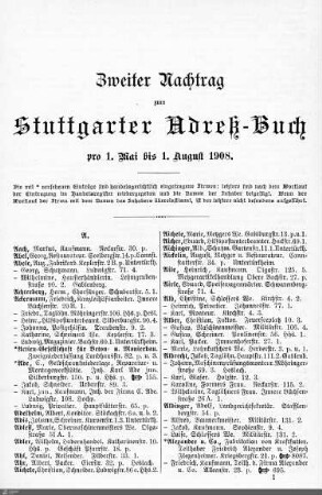 Nachtrag zum Stuttgarter Adreßbuch, 01.05.-01.08.1908