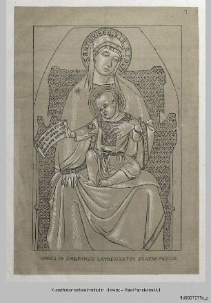 Thronende Madonna mit Kind (nach einem Bild von Ambrogio Lorenzetti aus der ehemaligen Sammlung Ramboux, heute im im Budapester Szépmüvészeti Múzeum)
