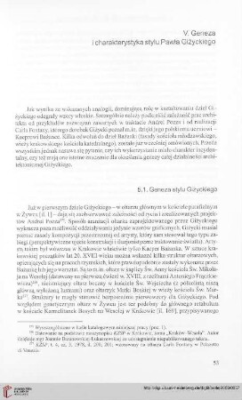 V. Geneza i charakterystyka stylu Pawła Giżyckiego
