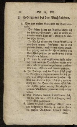 II. Foderungen bei dem Buchstabiren.