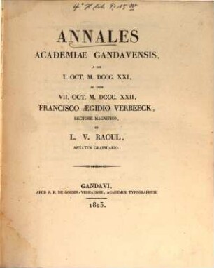 Annales Academiae Gandavensis. 1821/22