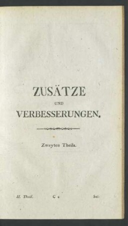 Zusätze Und Verbesserungen. Zweyten Theils