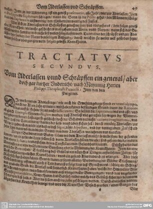 Tractatus Secundus. Vom Aderlassen unnd Schräpffen.