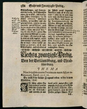582-606, Sechs u. zwantzigste Predig. Von der Verläumbdung, und Ehrabschneidung