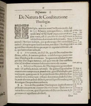 Disputatio I. De Natura & Constitutione Theologiae
