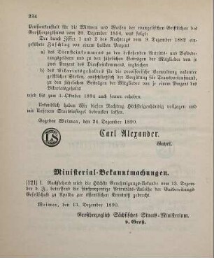 121. Ministerial-Bekanntmachung, die Genehmigung zur Ausgabe einer fünfprozentigen Prioritäts-Anleihe der Gasbereitungs-Gesellschaft zu Apolda betreffend