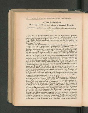 Beschwerde Napoleons über englische Rekrutenwerbung in Schleswig-Holstein.