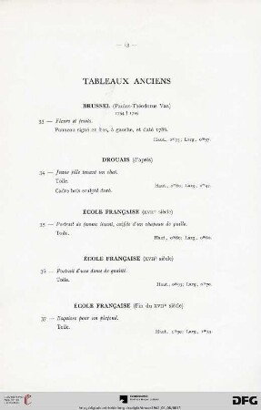 Tableaux anciens (Nr. 33-75) avec planche V