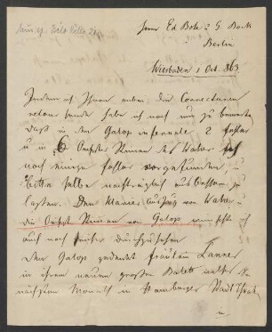 Brief an Musikverlag Ed. Bote und G. Bock (Berlin) : 01.10.1863
