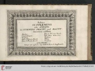 Achtes Supplement oder Anhang zu Europens Pracht und Macht