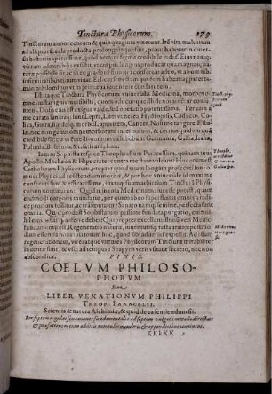 Coelum Philosophorum Sive Liber Vexationum Philippi Theop. Paracelsi