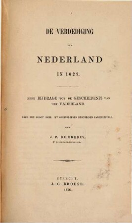 De verdediging van Nederland in 1629