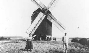 Belgern-Bockwitz. Bockmühle mit Müllersleuten, Ansichtskarte, Repro, Ausschnitt