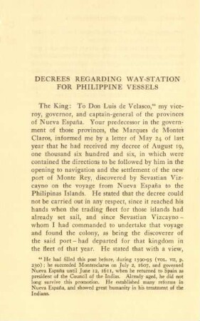 Decrees regarding way-station for Philippine vessels