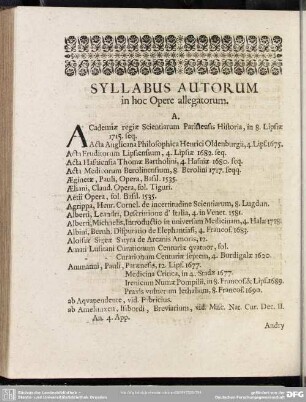 Syllabus Autorum in hoc Opere allegatorum