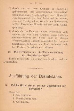 Ausführung der Desinfektion