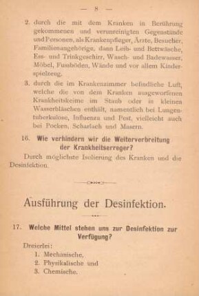 Ausführung der Desinfektion