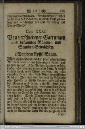 Cap. XXXI. Von verschiedenen Gattungen uns bekannten Bäumen und Stauden-Gewächsen