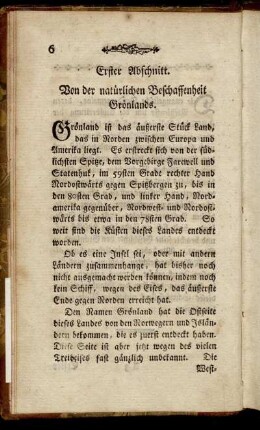 Erster Abschnitt. Von der natürlichen Beschaffenheit Grönlands.