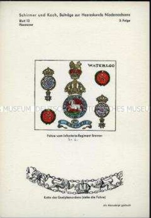 Uniformdarstellung, Detailstudie Fahne des 6. Infanterie-Regiments Bremen, Königreich Hannover, 1815/1837.