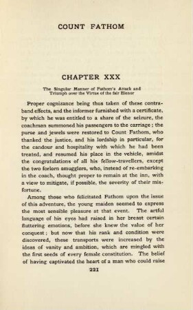 Chapter XXX. The singular manner of Fathom's attack and triumph over the virtue of the fair Elenor