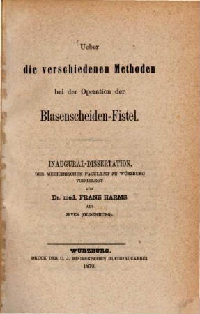 Ueber die verschiedenen Methoden bei der Operation der Blasenscheiden-Fistel
