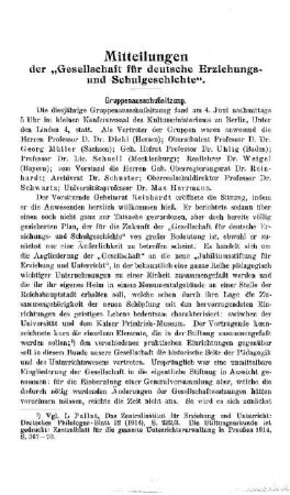 Mitteilungen der Gesellschaft für deutsche Erziehungs- und Schulgeschichte