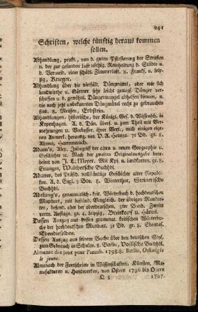 Schriften, welche künftig heraus kommen sollen.