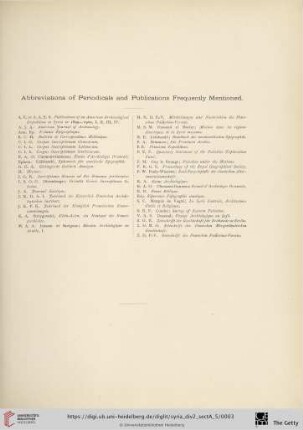 Abbreviations of Periodicals and Publications Frequently Mentioned