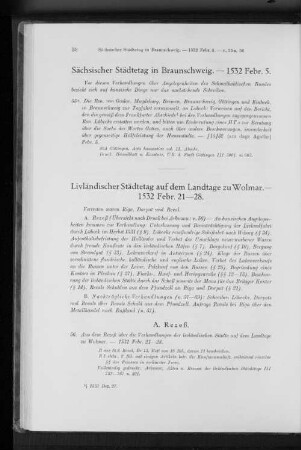 Livländischer Städtetag auf dem Landtage zu Wolmar. - 1532 Febr. 21 -28.