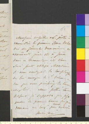 Brief von Gore, Emilie an Goethe, Johann Wolfgang von